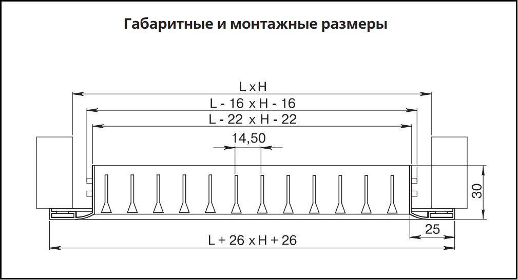 Габаритные размеры приточно-вытяжной решетки ВЕНТС ОНГ2 100х100